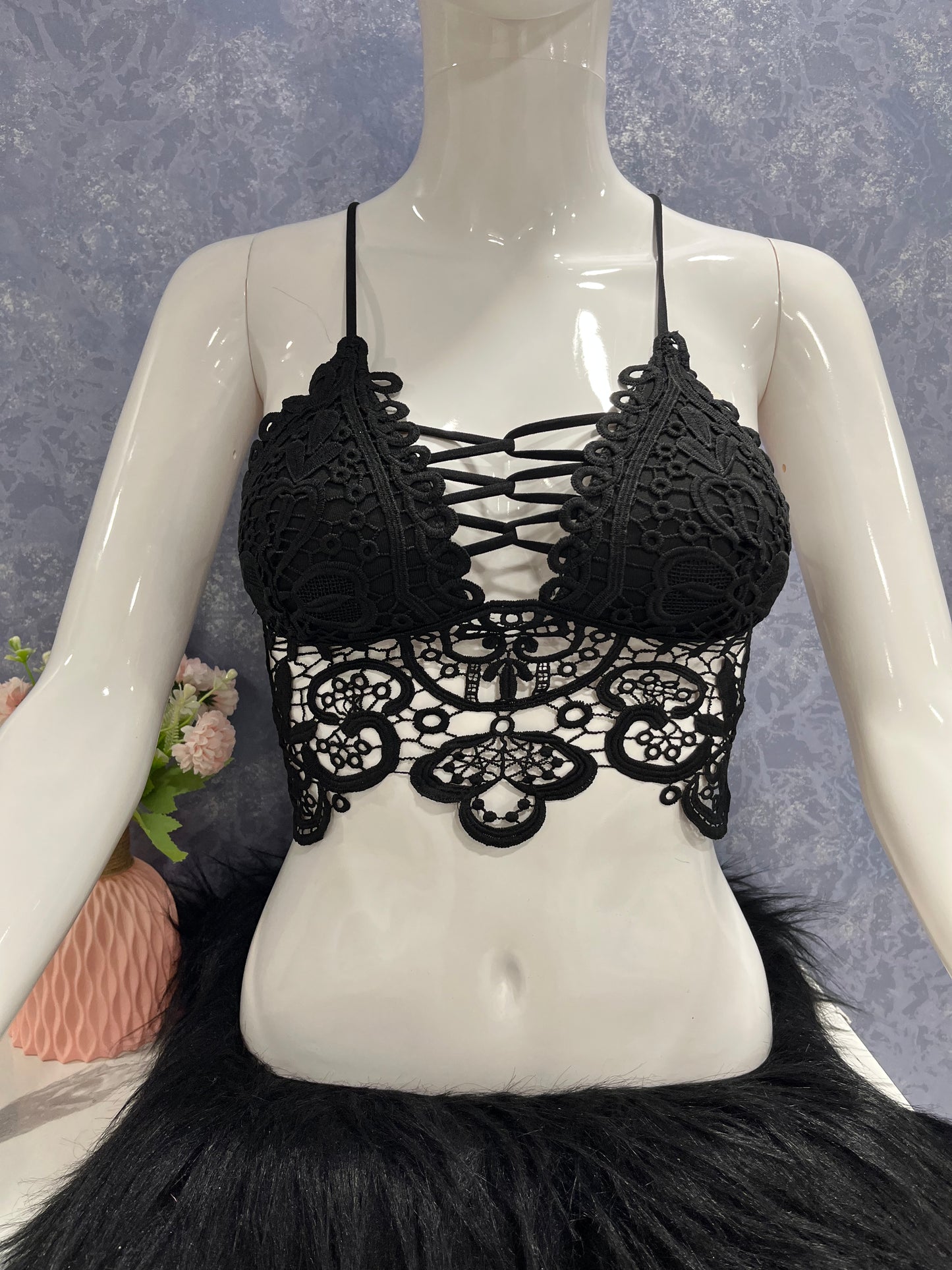 Women's lace cotton-blend backless Bralette (DZ-134)