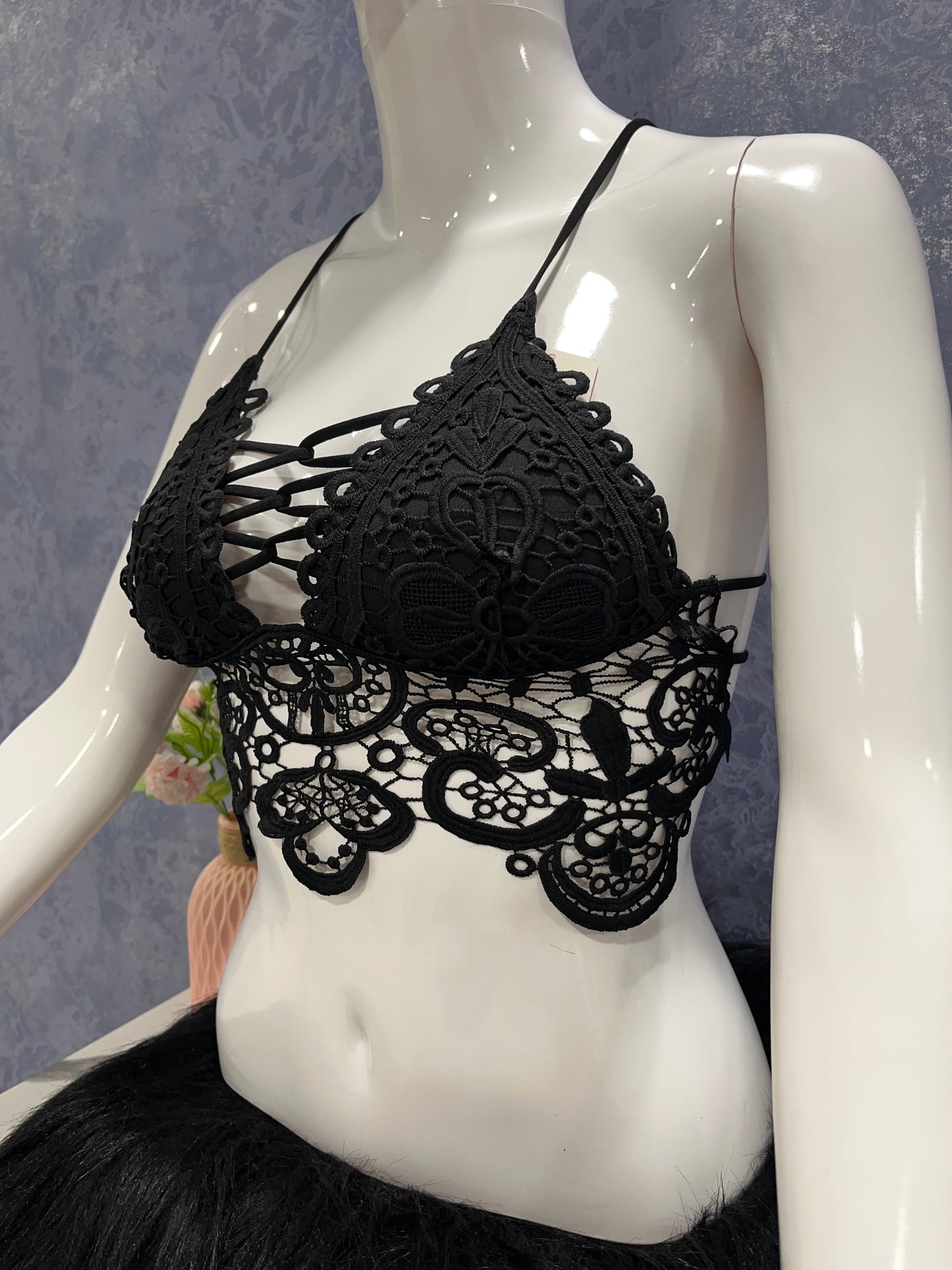 Women's lace cotton-blend backless Bralette (DZ-134)