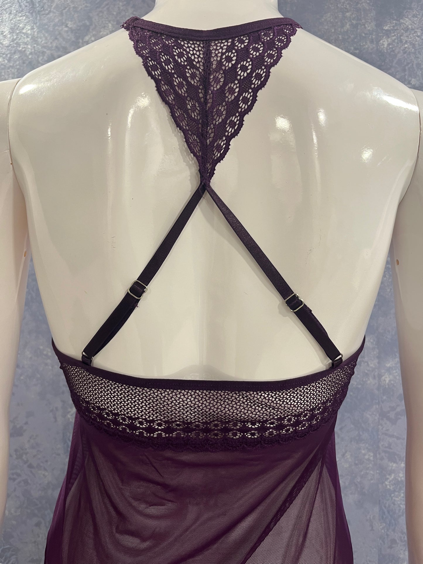 "High-Neck Lace Knot Babydoll Set with Back Cross Design (dz-165)